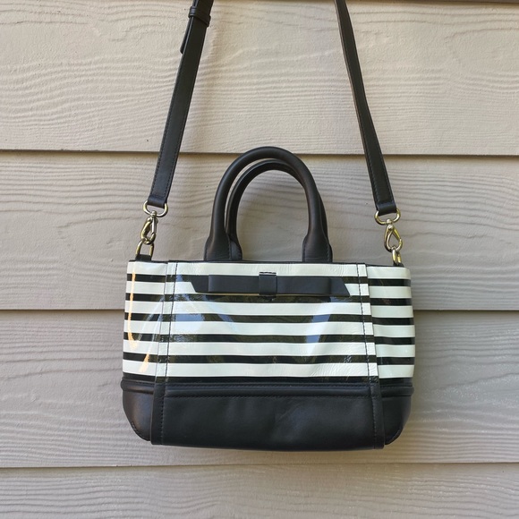 🖤🤍 KATE SPADE New York CHELSEA PARK STRIPE GIGI SATCHEL/Crossbody 🤍🖤 NWT - Picture 5 of 16